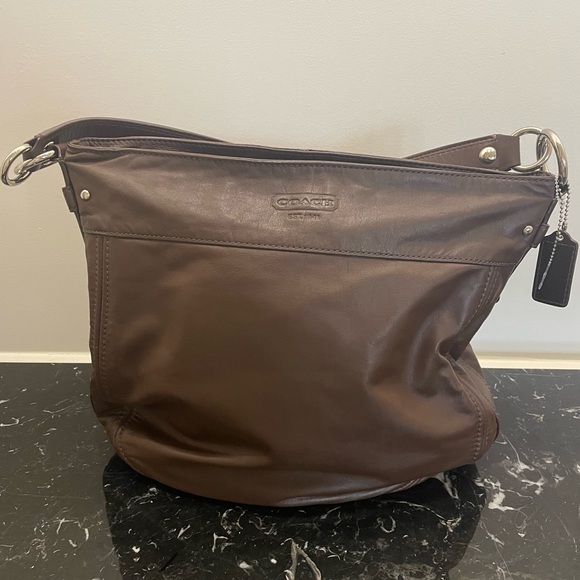 Coach Zoe Leather Hobo Shoulder Bag 14706 Brown - Picture 1 of 7